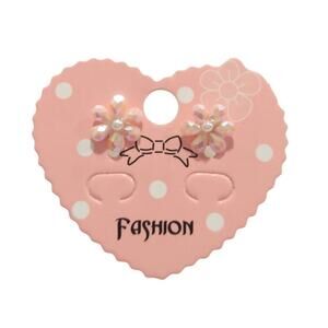 Flower Stud Earrings Pink Acrylic Faux Pearl Fashion Jewelry Gift Women